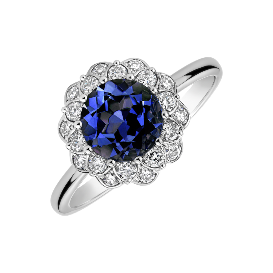 Diamond ring with Tanzanite Flower Joy