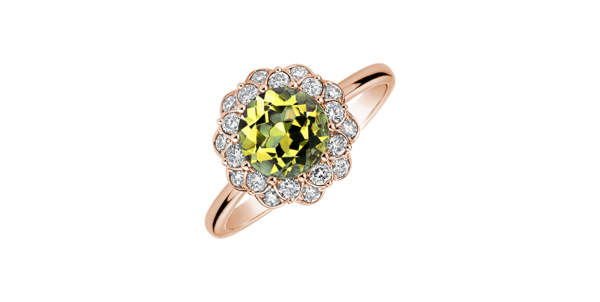 Diamond ring with Quartz Flower Joy