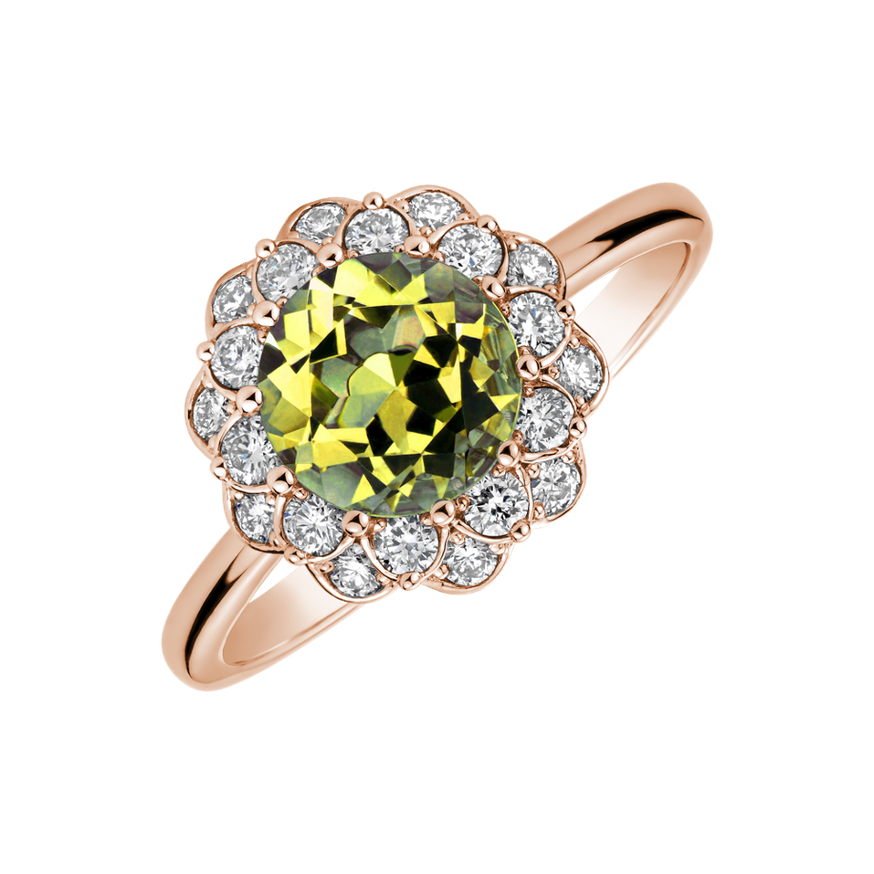 Diamond ring with Quartz Flower Joy