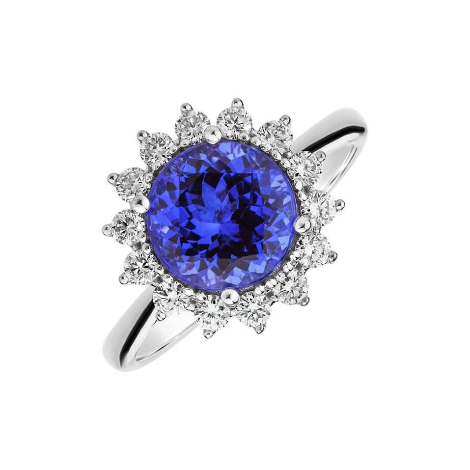 Diamond ring with Tanzanite Sun Impression