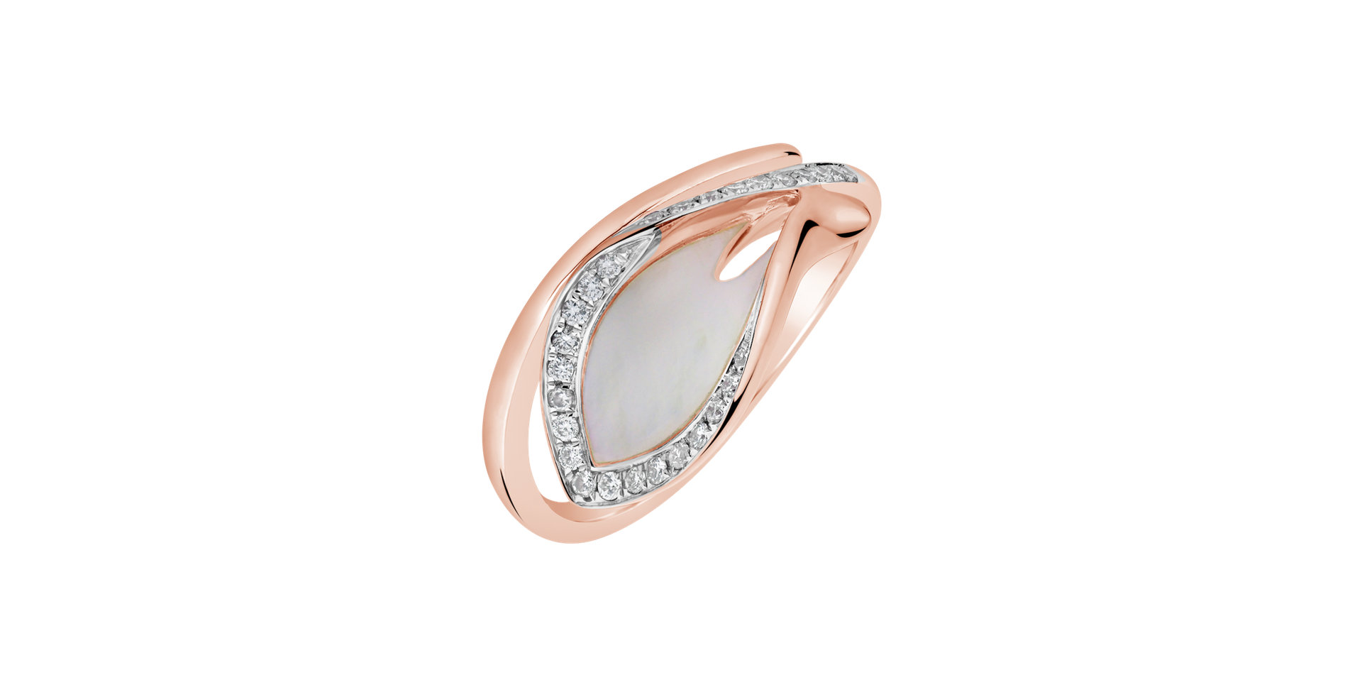 Diamond ring with Mother of Pearl Pearl Memory