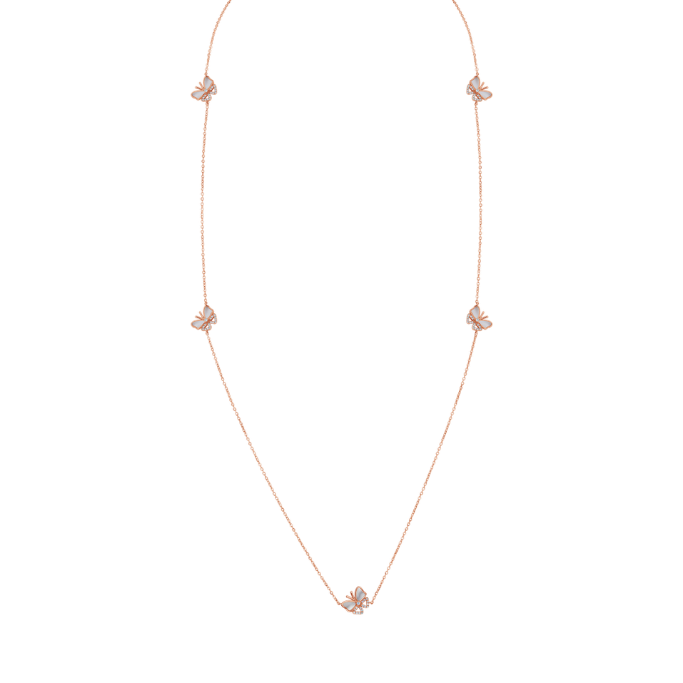 Diamond necklace with Mother of Pearl Butterfly Twist