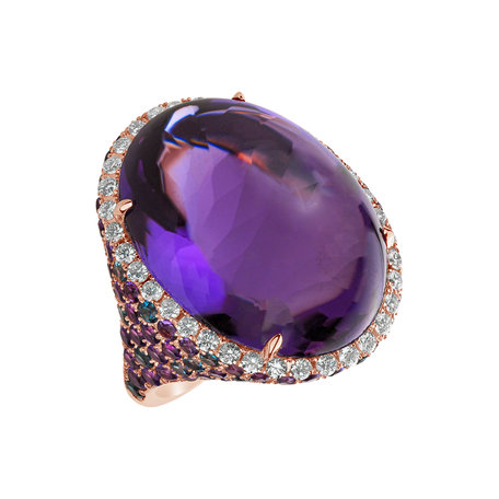 Diamond ring with Amethyst and Topaz Inferno Symphony