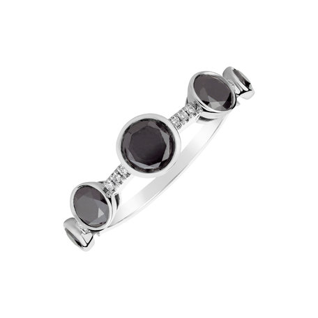 Ring with black and white diamonds Galaxy of Passion