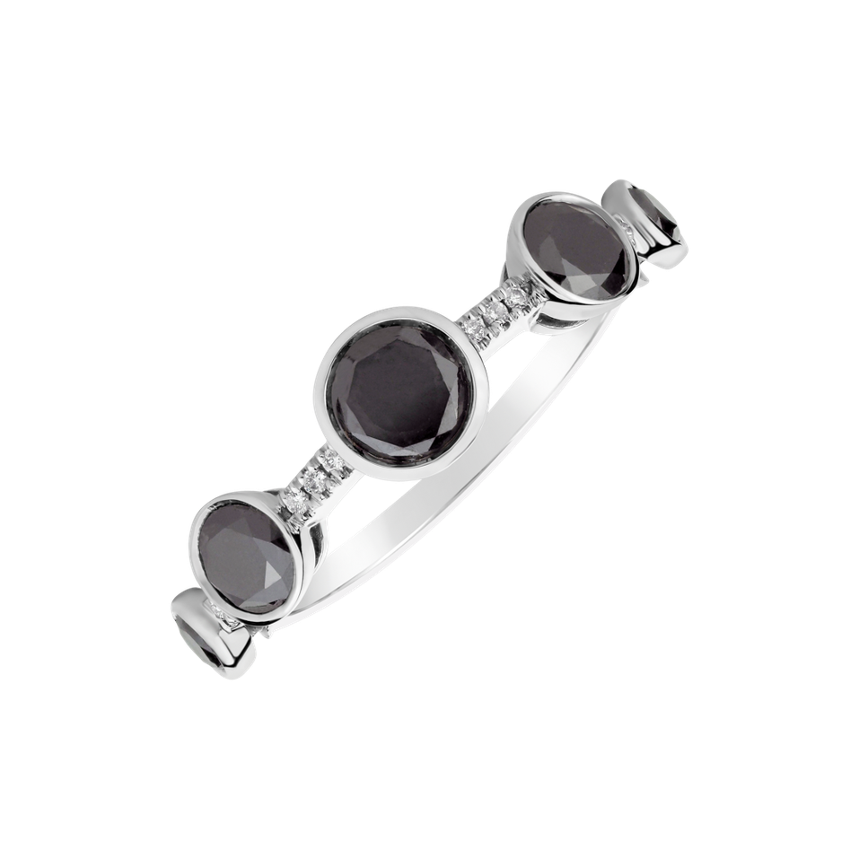 Ring with black and white diamonds Galaxy of Passion