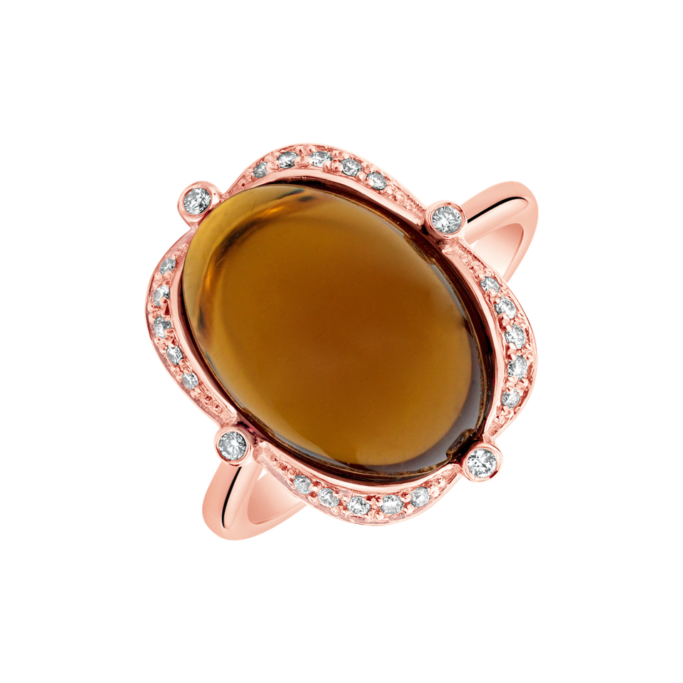 Diamond ring with Quartz Herbal love