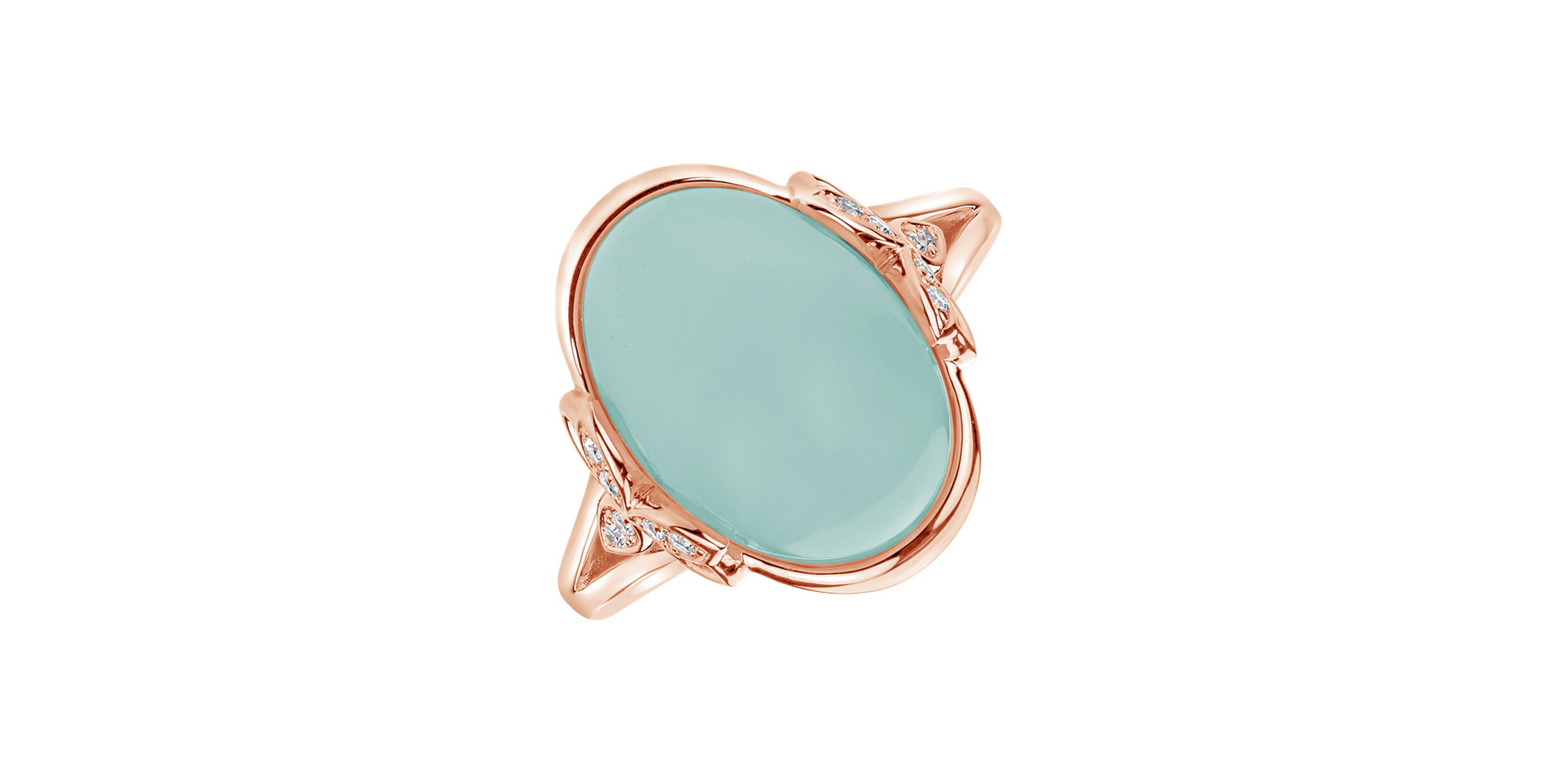 Diamond ring with Chalcedony Princess Mystery