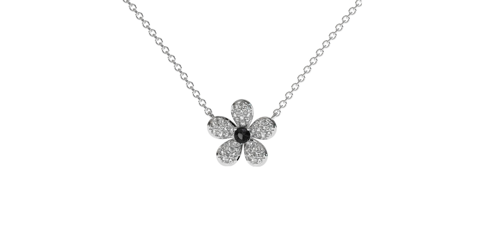 Necklace with black and white diamonds Flower
