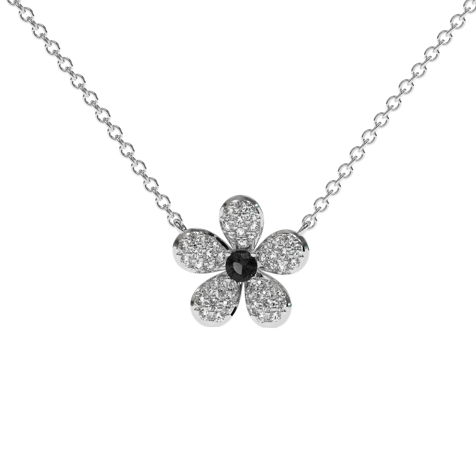 Necklace with black and white diamonds Flower