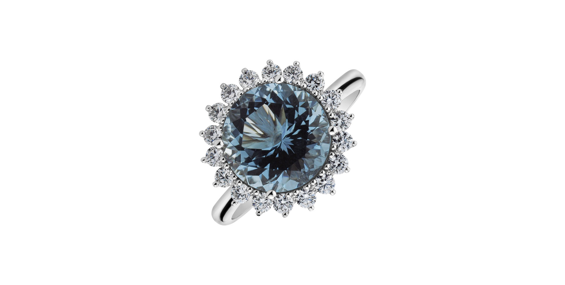 Diamond ring with Aquamarine Sun Impression