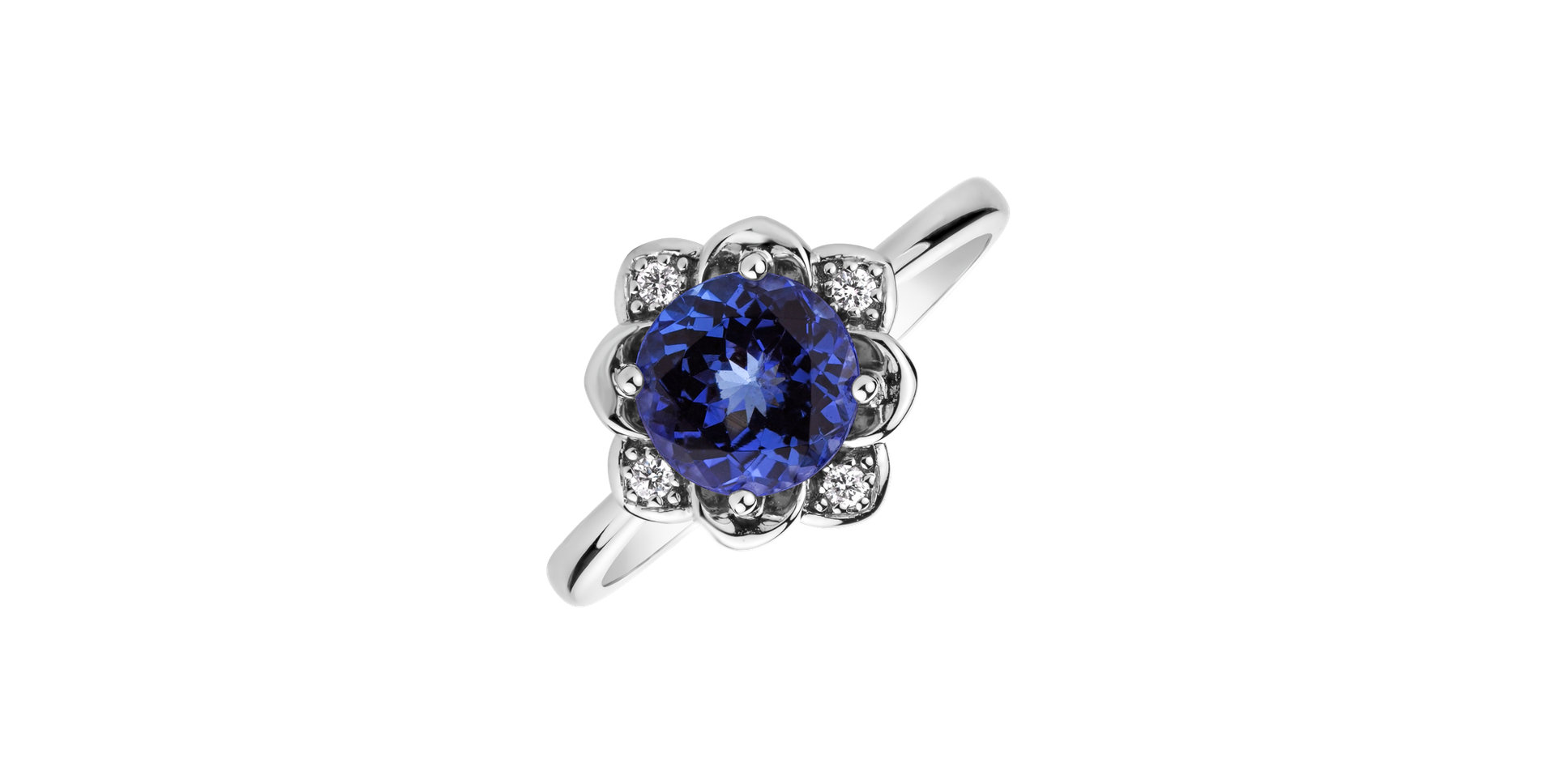 Diamond ring with Tanzanite Galaxy Flower