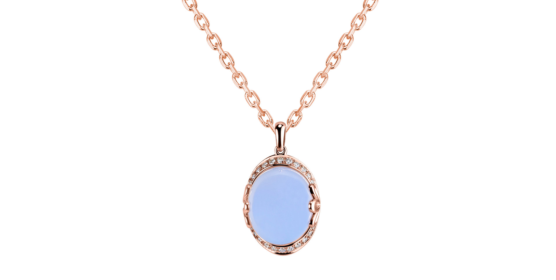 Diamond pendant with Chalcedony Blue Blossoms
