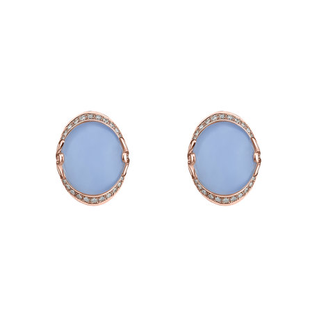 Diamond earrings with Chalcedony Mystique