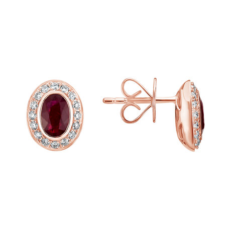 Diamond earrings with Ruby Lucky Ruby