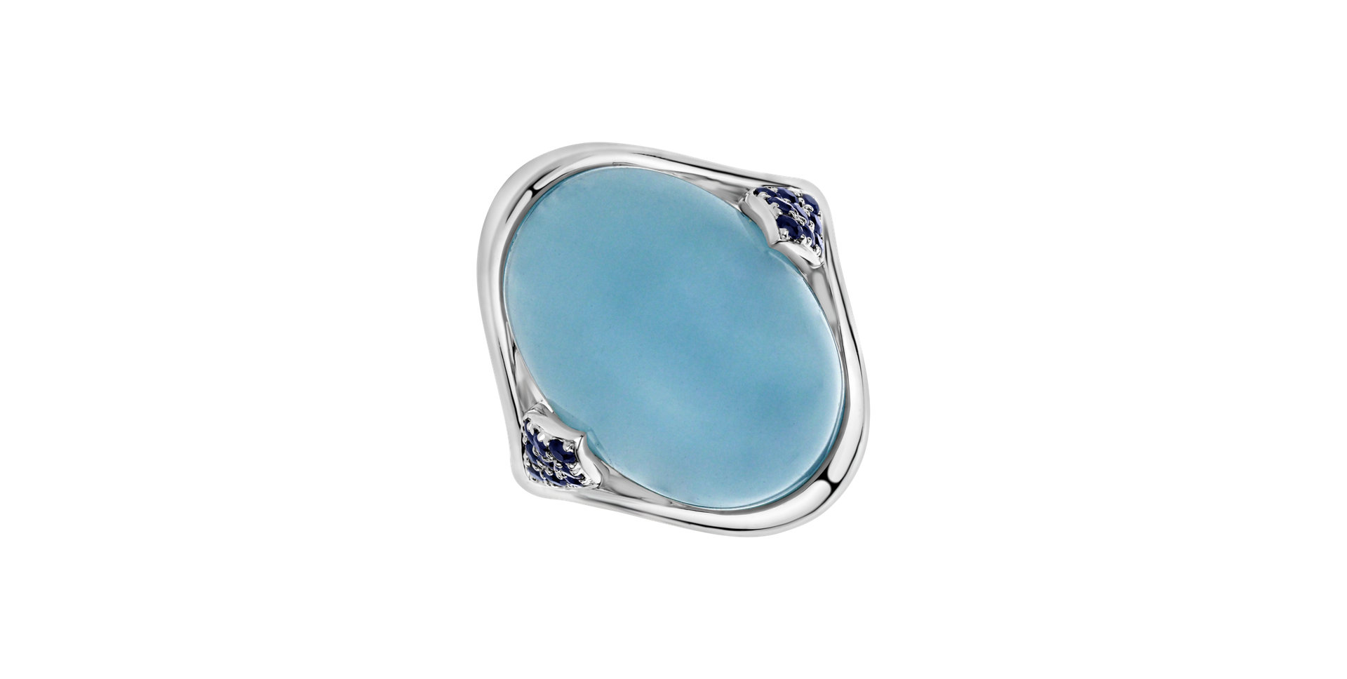 Ring with Aquamarine and Sapphire Akvamarine Beauty