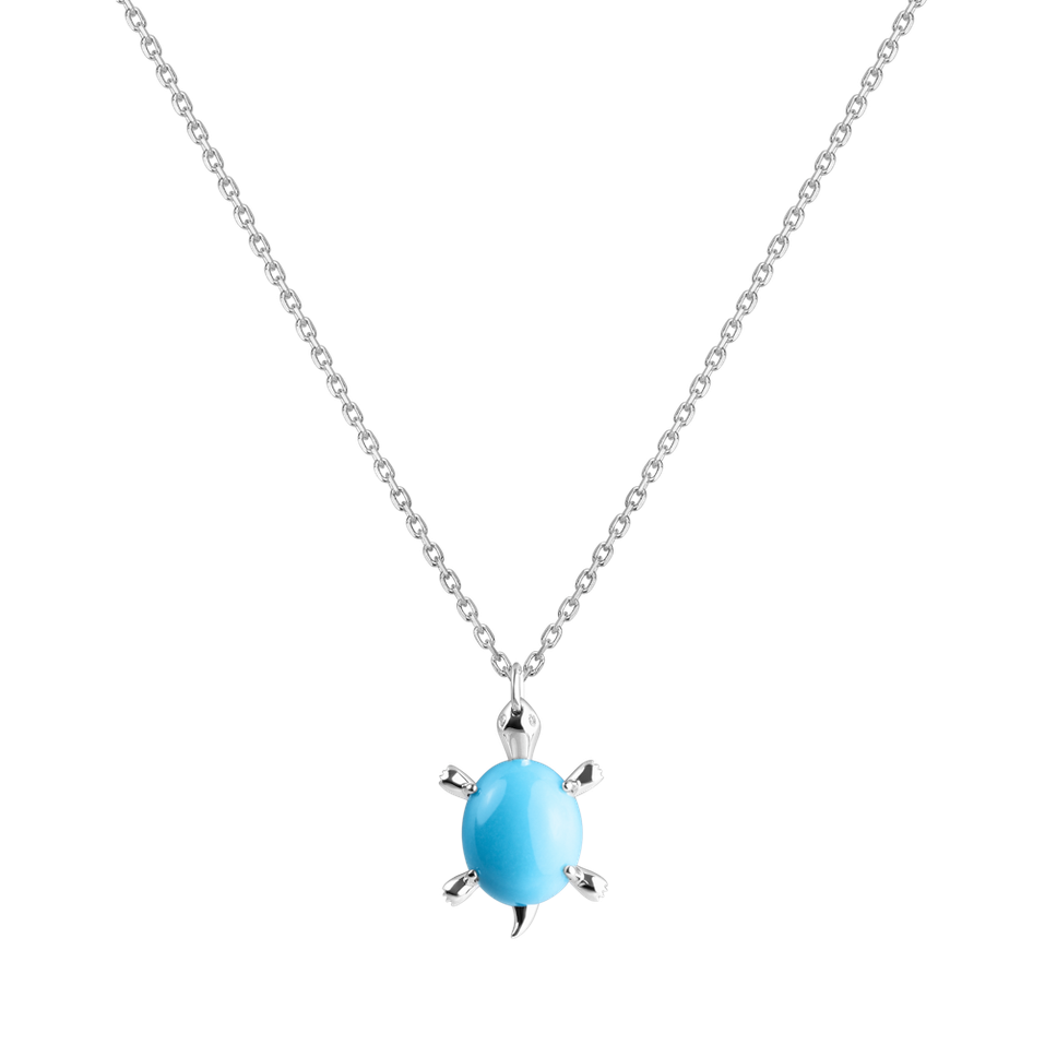 Diamond necklace with Turquoise Marvelous Turtle