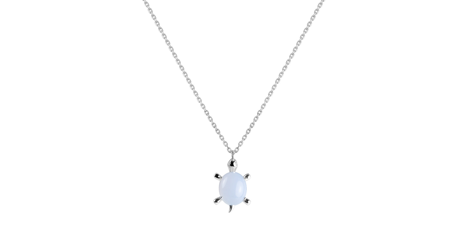 Diamond necklace with Chalcedony Marvelous Turtle