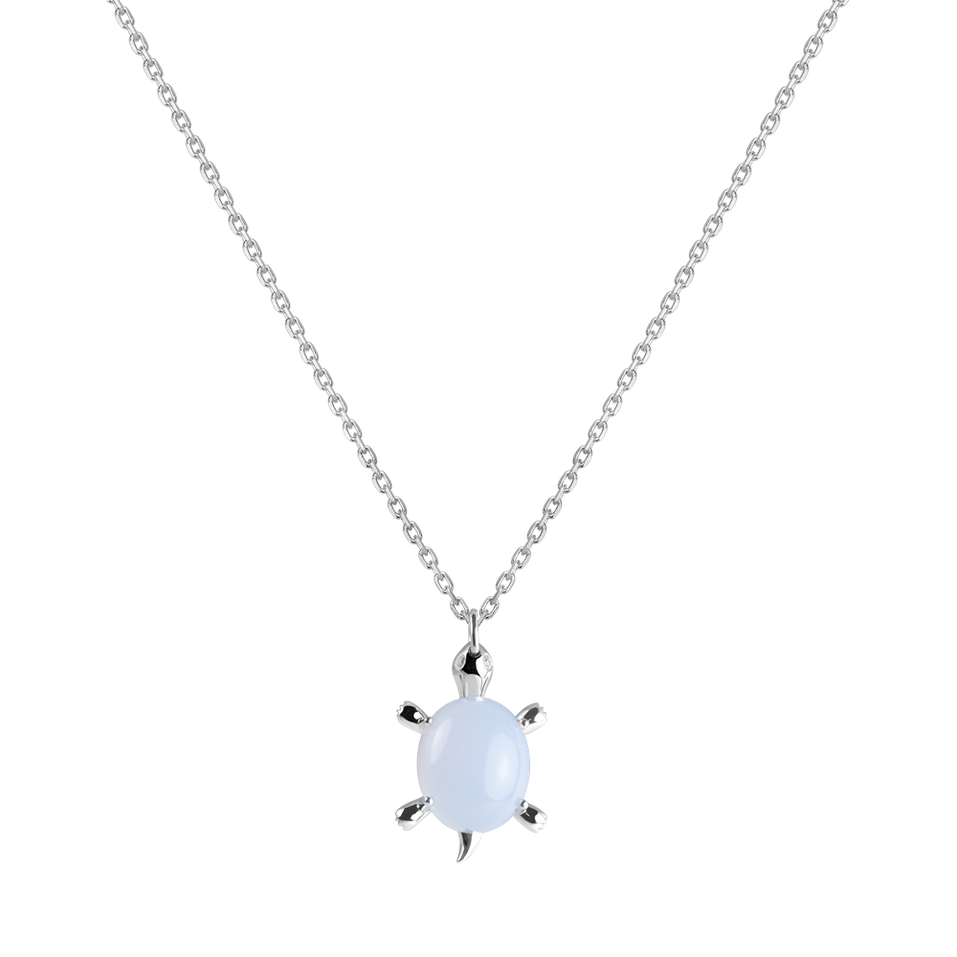 Diamond necklace with Chalcedony Marvelous Turtle
