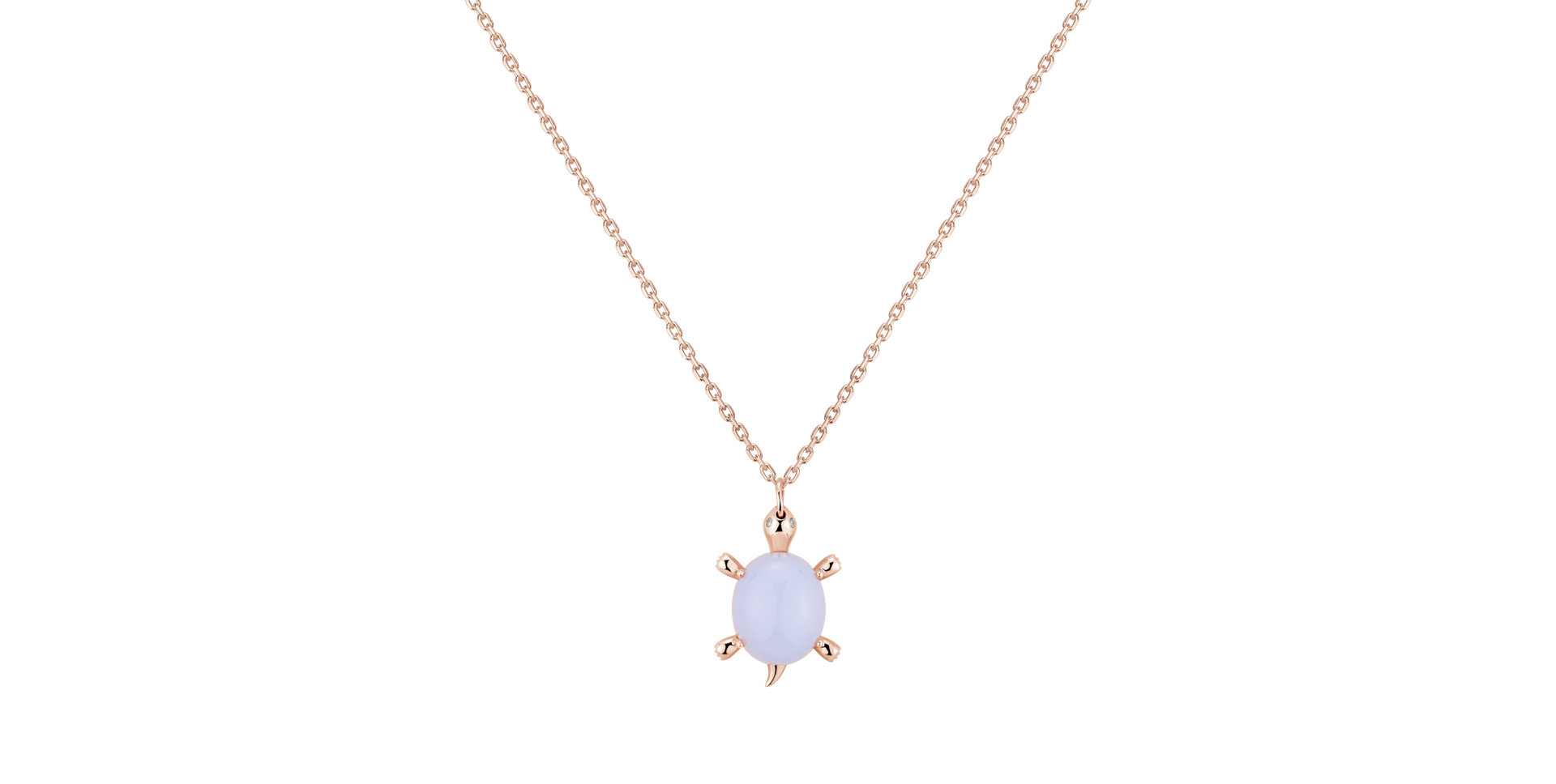 Diamond necklace with Chalcedony Marvelous Turtle