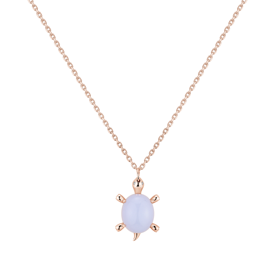 Diamond necklace with Chalcedony Marvelous Turtle