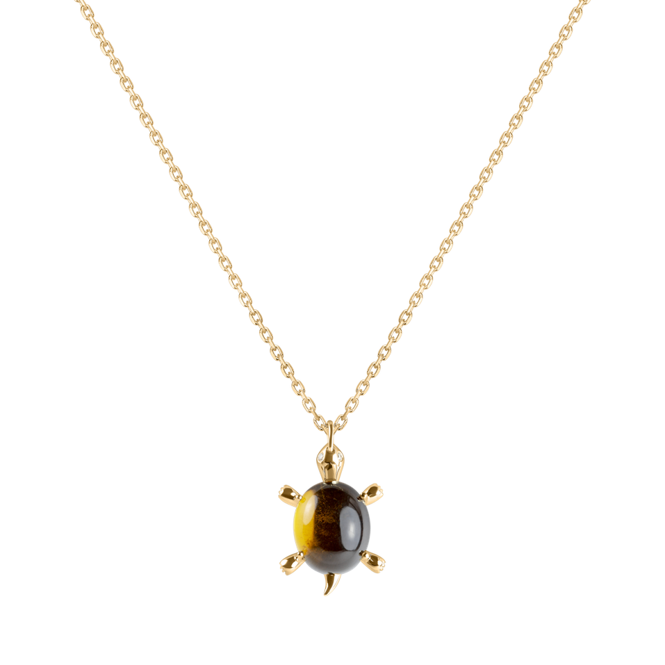Diamond necklace with Quartz Marvelous Turtle