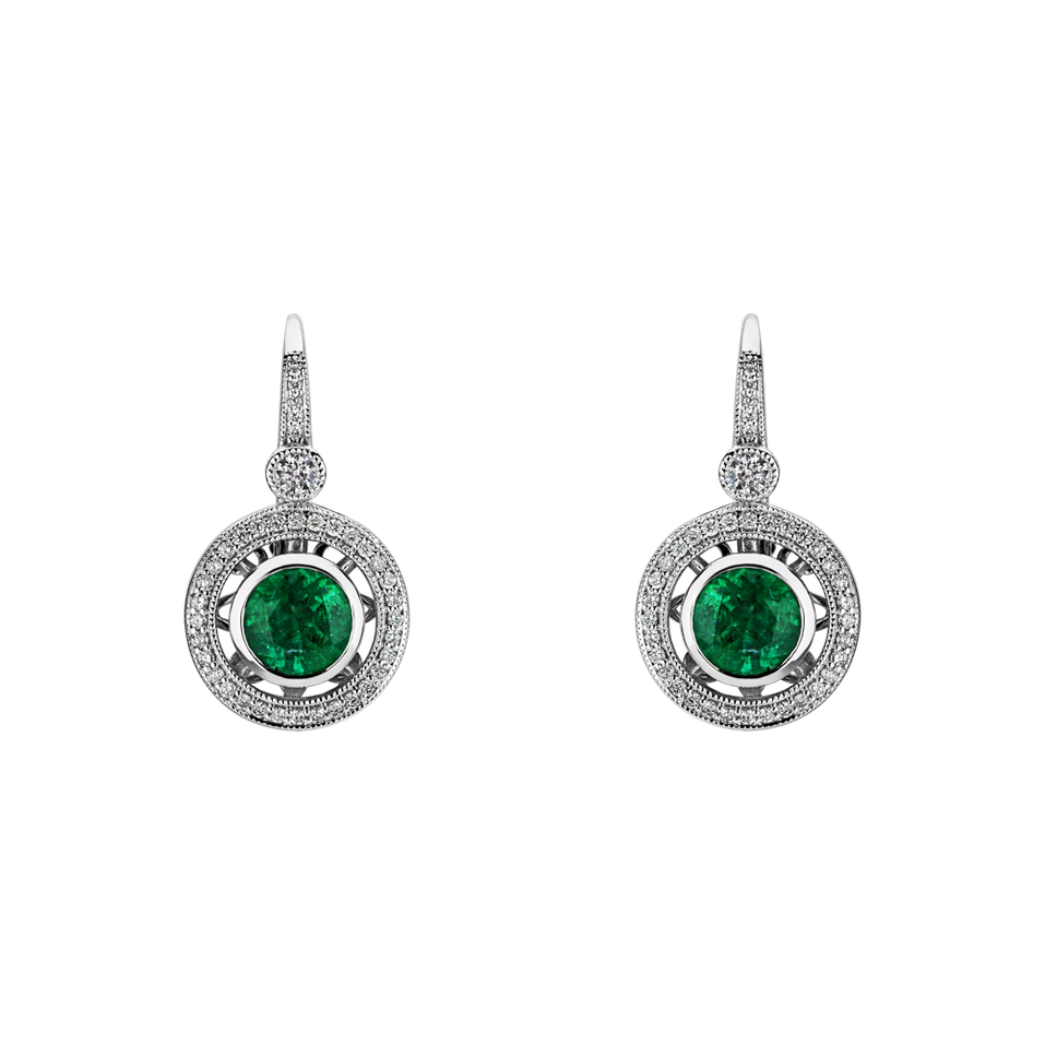Diamond earrings with Emerald Monarch Love