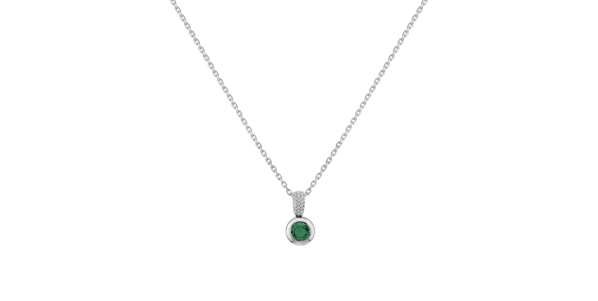 Diamond pendant with Emerald Delicate Drop