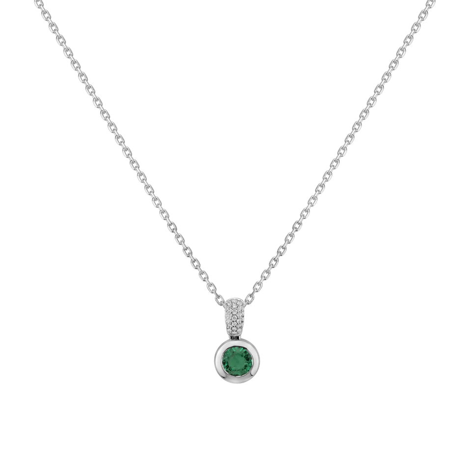 Diamond pendant with Emerald Delicate Drop