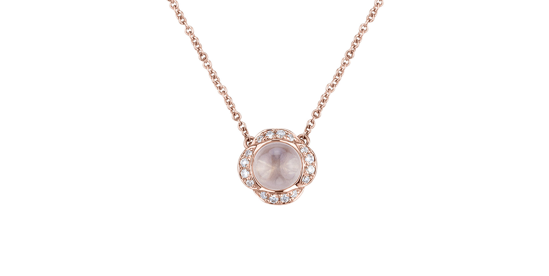 Diamond necklace with Rose Quartz Pink Candy