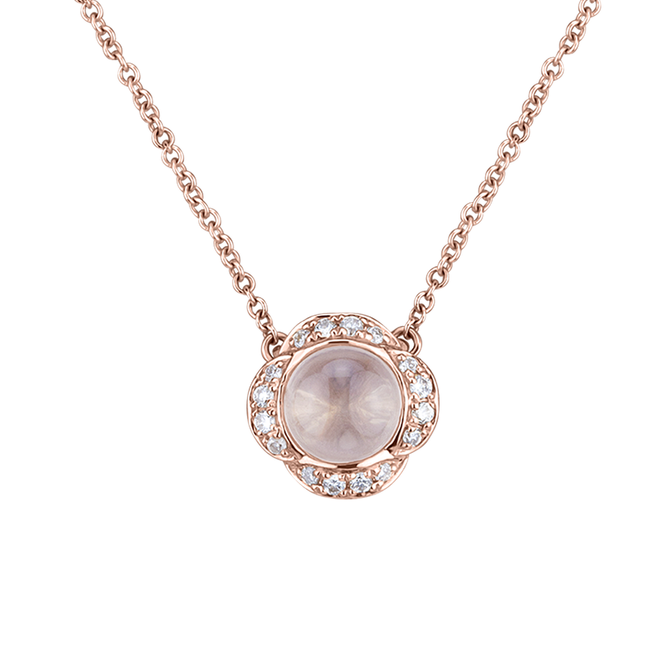 Diamond necklace with Rose Quartz Pink Candy
