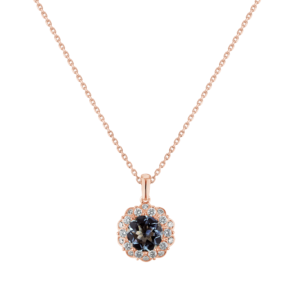 Diamond pendant with Aquamarine Princess Bloom