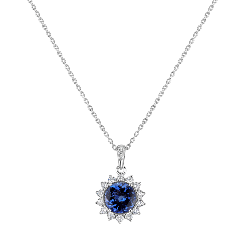 Diamond pendant with Tanzanite Princess Spark