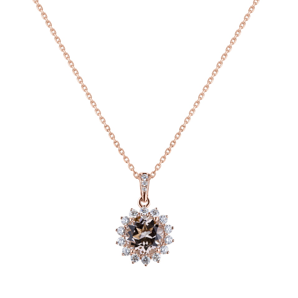 Diamond pendant with Morganite Princess Spark