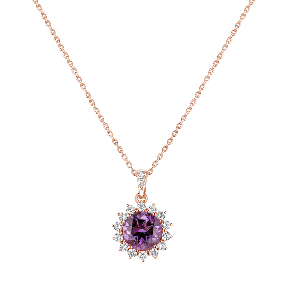 Diamond pendant with Amethyst Princess Spark