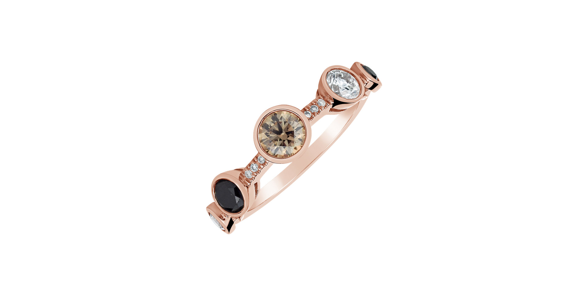 Ring with white, brown and black diamonds Galaxy of Passion