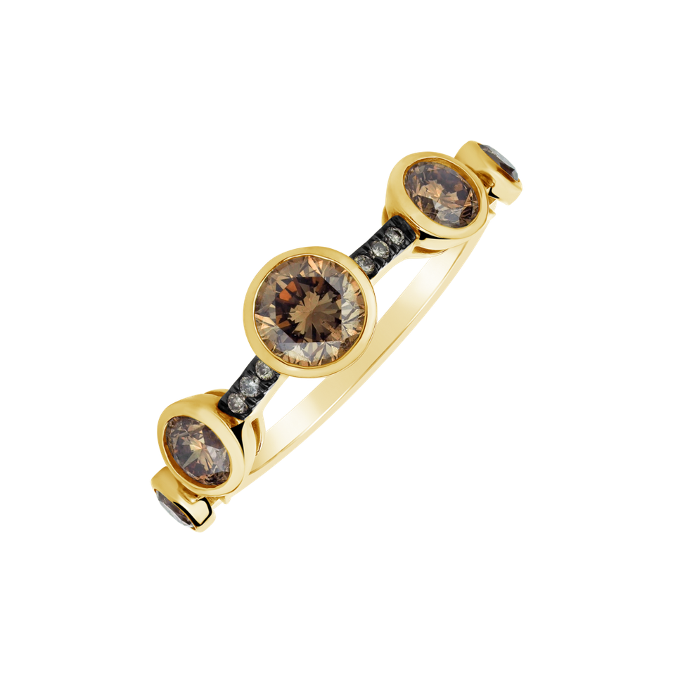 Ring with brown diamonds Galaxy of Passion