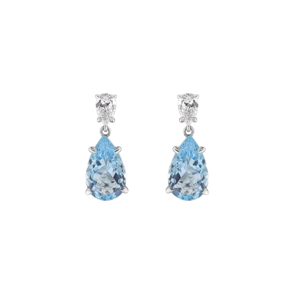 Diamond earrings with Aquamarine Fairytale Tears