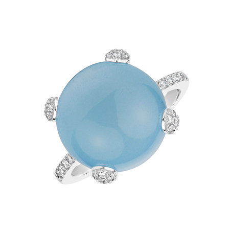 Diamond ring with Topaz Divine Drop