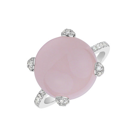 Diamond ring with Rose Quartz Divine Drop