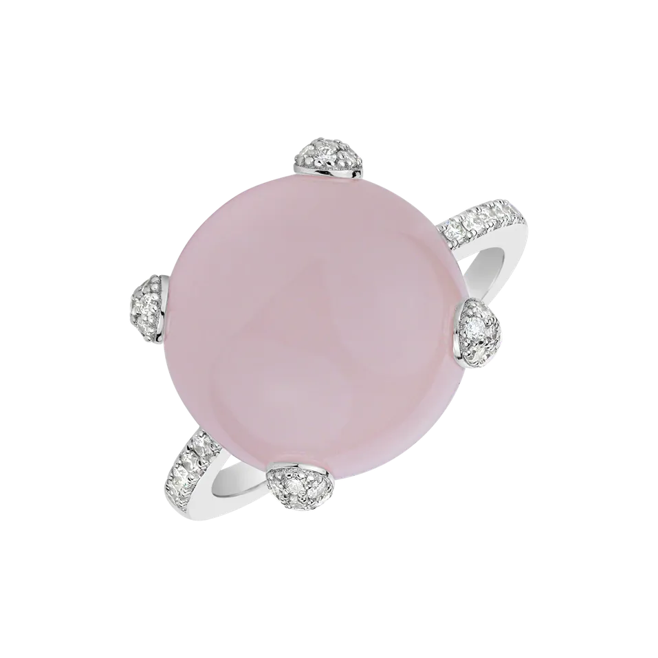 Diamond ring with Rose Quartz Divine Drop