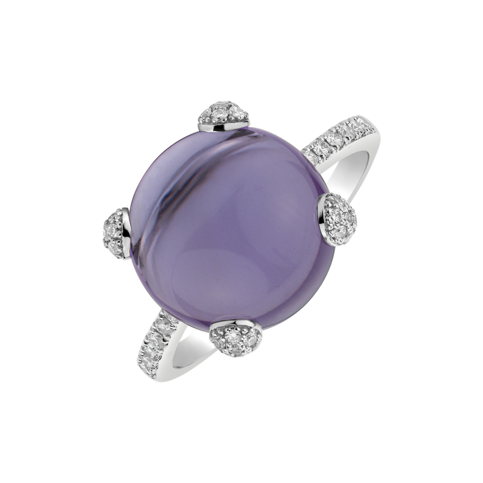 Diamond rings with Amethyst Divine Drop