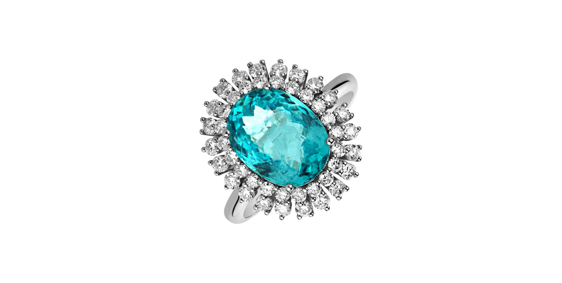 Diamond ring with Paraiba Fairytale Goddess