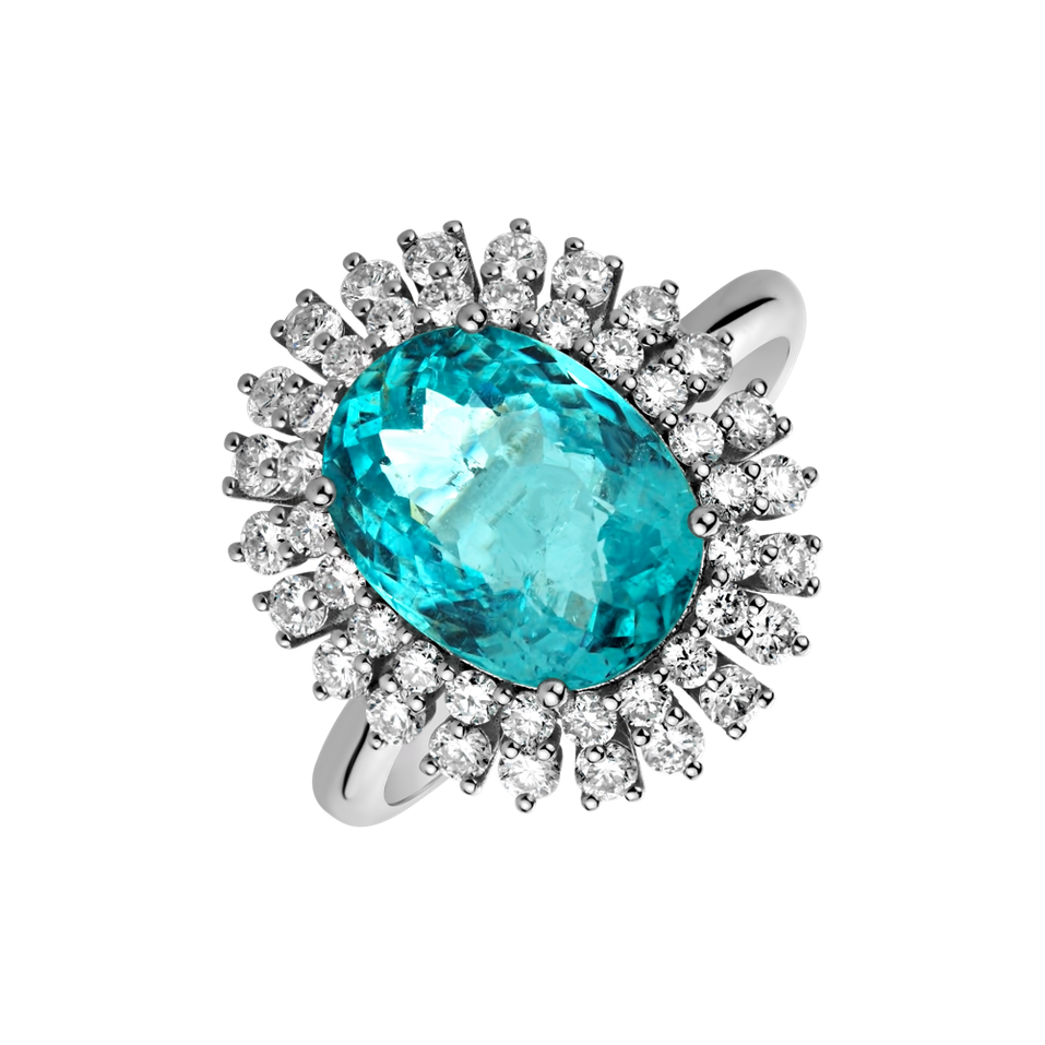 Diamond ring with Paraiba Fairytale Goddess