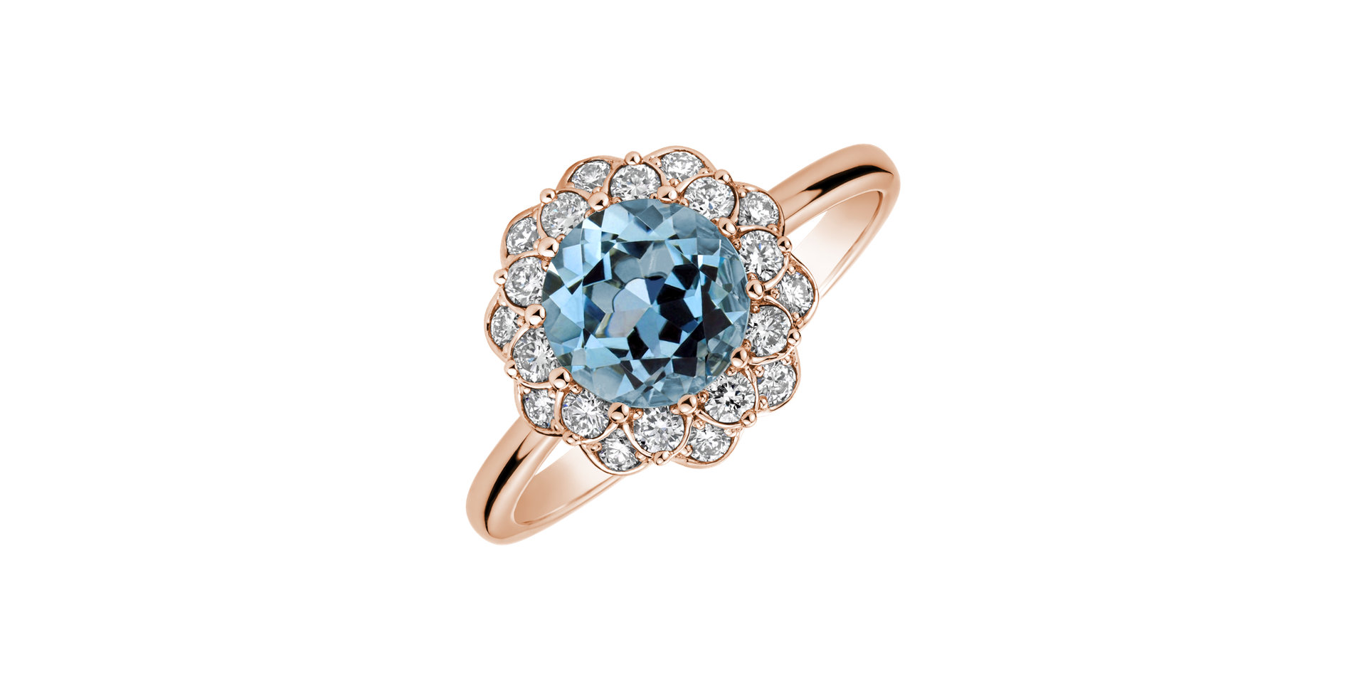 Diamond ring with Aquamarine Flower Joy