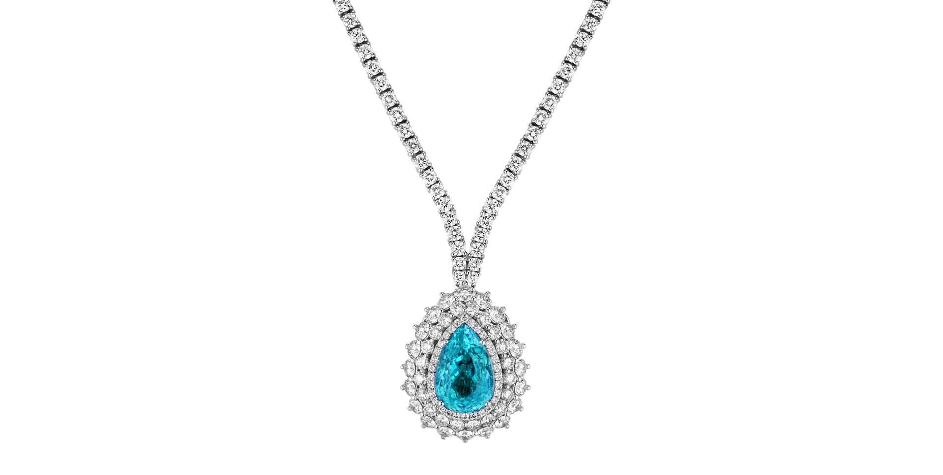 Diamond necklace with Paraiba Aurora Tear