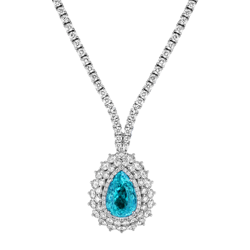 Diamond necklace with Paraiba Aurora Tear
