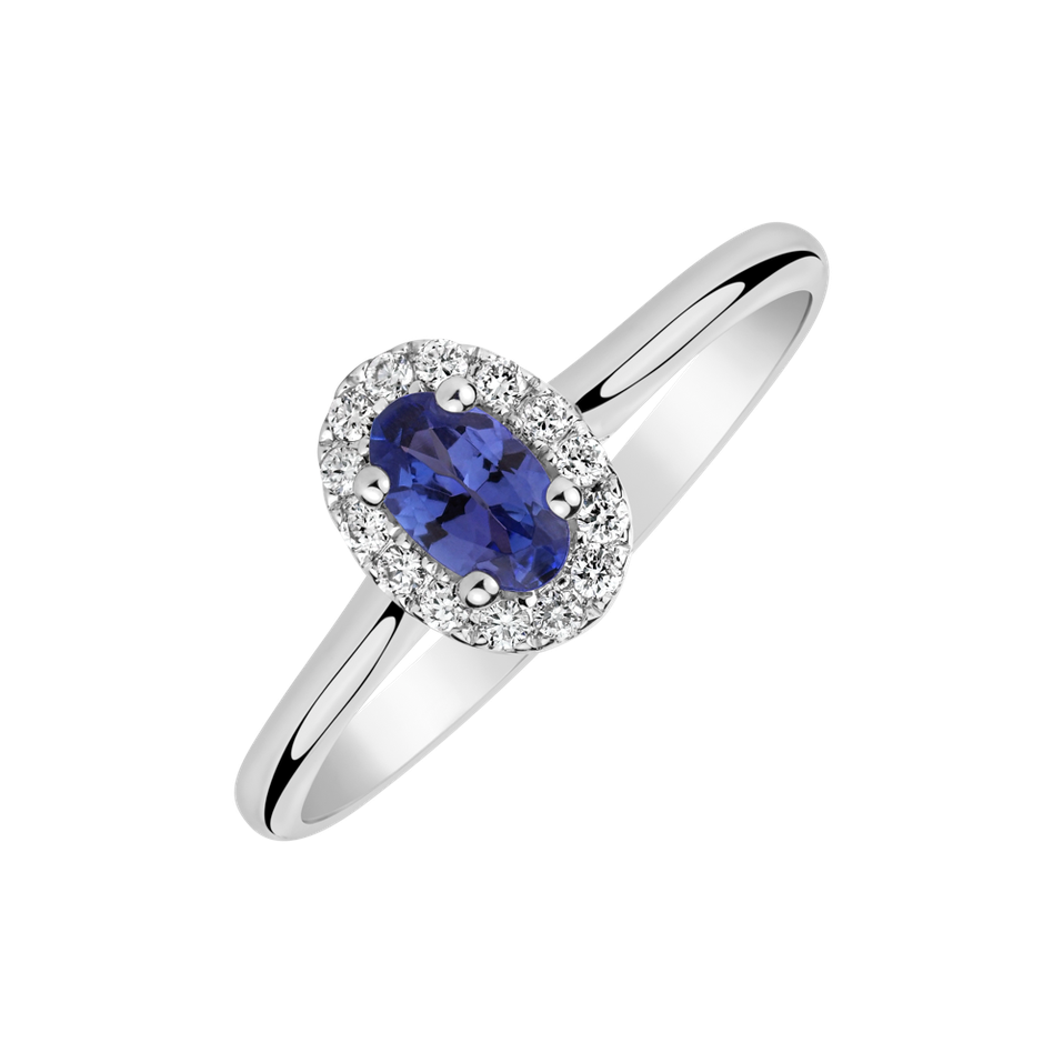 Diamond ring with Tanzanite Princess Innocence