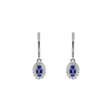 Diamond earrings with Tanzanite Princess Innocence