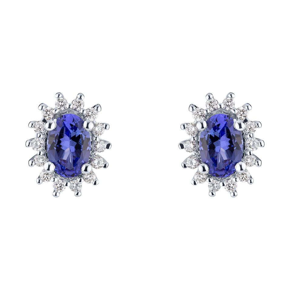 Diamond earrings with Tanzanite Princess Sparkle