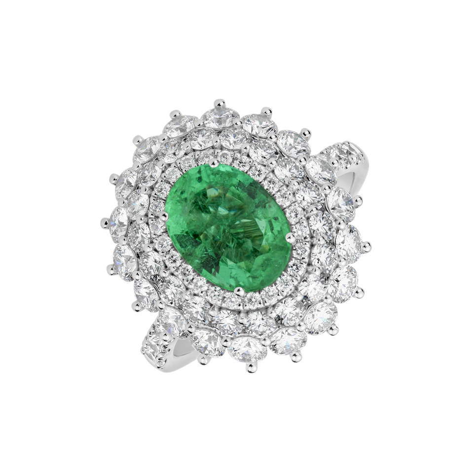 Diamond ring with Emerald Frozen Drop